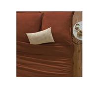 Atmosphera - Housse de couette unie Carina 140 x 200 cm Coton 57 fils Terracotta
