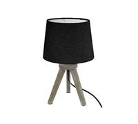 Atmosphera Lampe à poser Alexis - trépied bois mini, abat-jour noir H31 cm