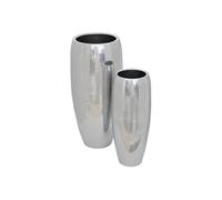 Créateur d'intérieur - Lot de 2 Cache-Pot en Métal "The Palm Resort" 70cm Argent