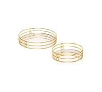 Créateur d'intérieur - Lot de 2 Plateaux Déco Miroir "Feel" 30cm Or