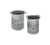 Set de 2 seaux métal gris D19/23cm - Atmosphera Créateur d'intérieur