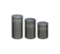 Créateur d'intérieur - Lot de 3 Bougies LED en Verre "Sena" 15cm Noir