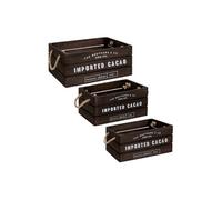 Lot de 3 cagettes bois ""Denys"" L23/29/35cm marron tonka - Atmosphera Créateur d'intérieur
