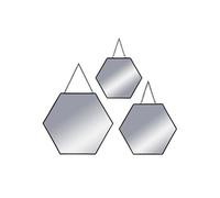 Créateur d'intérieur - Lot de 3 Miroirs Métal "Hexagone" 29cm Noir