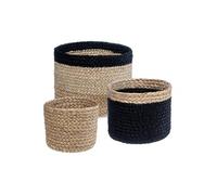 Créateur d'intérieur - Lot de 3 Paniers "Seagrass" 18cm Noir & Naturel