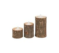 Créateur d'intérieur - Lot de 3 Photophores "Marron Glacé" 11cm Naturel
