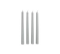 Lot de 4 Bougies Bâton Satin 25cm Argent