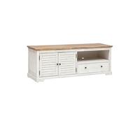 Atmosphera Meuble TV Olbia 140x40 cm 2 portes 1 tiroir métal et acacia Blanc