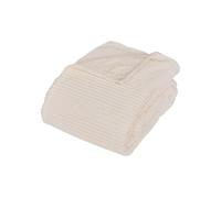 Atmosphera - Plaid Arum Grande Taille en Flanelle Côtelée Ivoire 240 x 220 cm - pour Lit Double, Canapé, Jeté de Lit