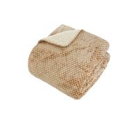 Atmosphera – Plaid flanelle effet Sherpa lyno beige lin 170x130 cm