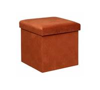 Atmosphera - Pouf Pliant Lilou en Velours 38x38cm Ambre