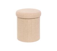 Atmosphera Créateur d'intérieur - Pouf Coffre Rond Bouclette "Jaiko" 38cm Beige Beige