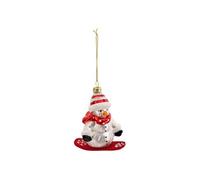 Sujet de Noël Bonhomme de Neige Snowboard 9cm Rouge