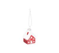Créateur d'intérieur - Sujet de Noël en Verre "Maison" 6cm Rouge & Blanc