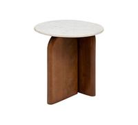 Créateur d'intérieur - Table d'Appoint en Marbre "Nanda" 56cm Naturel & Blanc