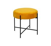 Atmosphera Tabouret Arty rond en velours 47 cm Ocre