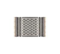 Atmosphera Tapis Delhi en coton à franges 120 x 170 cm Noir et Blanc