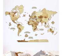 Creatifwood Carte du Monde Murale 3D en Bois | Mappemonde en Relief | Wooden World Map 3D | Décoration Murale Salon Chambre Bureau | Idée Cadeau Voyage | Amber 150x105 cm
