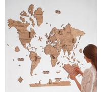 CreatifWood Carte du Monde Murale en Bois 2D - Mappemonde Bois Décorative | Planisphère Mural | Wooden World Map | Décoration Murale Salon Bureau | Idée Cadeau Voyageur (Dark, 150L x 105l cm)