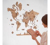 CreatifWood Carte du Monde Murale en Bois 2D - Mappemonde Bois Décorative | Planisphère Mural | Wooden World Map | Décoration Murale Salon Bureau | Idée Cadeau Voyageur (Dark, 80L x 55l cm)