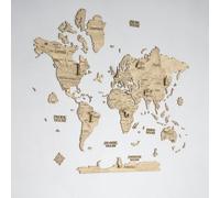CreatifWood Carte du Monde Murale en Bois 2D - Mappemonde Bois Décorative | Planisphère Mural | Wooden World Map | Décoration Murale Salon Bureau | Idée Cadeau Voyageur (Light, 80L x 55l cm)