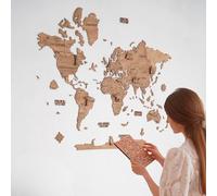 CreatifWood Carte du Monde Murale en Bois 2D - Mappemonde Bois Décorative | Planisphère Mural | Wooden World Map | Décoration Murale Salon Bureau | Idée Cadeau Voyageur (Dark, 100L x 70l cm)