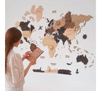 CreatifWood Carte du Monde Murale en Bois 2D - Mappemonde Bois Décorative | Planisphère Mural | Wooden World Map | Décoration Murale Salon Bureau | Idée Cadeau Voyageur (Multicolor, 150L x 105l cm)