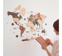 CreatifWood Carte du Monde Murale en Bois 2D - Mappemonde Bois Décorative | Planisphère Mural | Wooden World Map | Décoration Murale Salon Bureau | Idée Cadeau Voyageur (Multicolor, 80L x 55l cm)