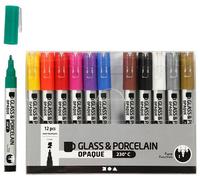 Creativ Company - Marqueurs pour verre et porcelaine 1-2 mm, lot de 12 couleurs | 6 pièces