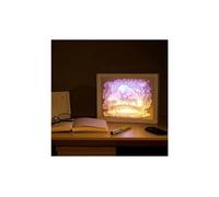Creative art decor lampe lumière 3d nuit papier motif peinture led table - blanc
