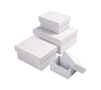 Creative Boîtes Rectangulaires de Rangement 4 Pièces Blanc Papier avec Couvercle