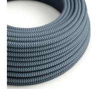Creative-Cables, Câble électrique enrobé de tissu, 2 x 0,75 mm², 50 m, Gris pierre-Bleu océan RZ25, Effet soie ronde