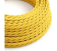 Creative-Cables, Câble électrique enrobé de tissu, 3 x 0,75 mm², 50 m, Maize Yellow TM10, Tressé à effet de soie