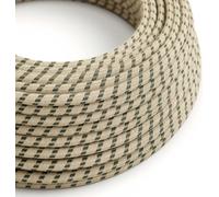 Creative-Cables Câble électrique recouvert de tissu, 2 x 0,75 mm², 50 m, Gris anthracite et Beige RD54, Rond, coton et lin, Italy