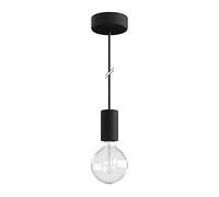 creative cables EIVA ELEGANT Suspension d'extérieur avec 1,5m câble textile, rosace et douille en silicone étanche IP65 - Sans ampoule, Noir