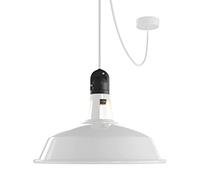 creative cables EIVA Suspension d'extérieur avec Abat-Jour, 5m câble Textile, Rosace en Silicone et Douille étanche IP65 - sans Ampoule, Blanc