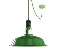 creative cables EIVA Suspension d'extérieur avec Abat-Jour, 5m câble Textile, Rosace en Silicone et Douille étanche IP65 - avec Ampoule, Vert