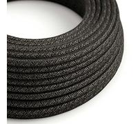 creative cables Fil Électrique Rond Gaine De Lin De Couleur Naturel Anthracite RN03-5 Mètres, 2x0.75