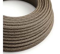 creative cables Fil Électrique Rond Gaine De Lin De Couleur Naturel Marron RN04-20 Mètres, 3x0.75