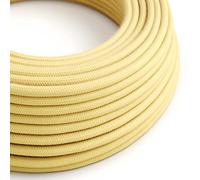 creative cables Fil Électrique Rond Gaine De Tissu De Couleur Coton Jaune Pastel RC10-5 Mètres, 3x0.75