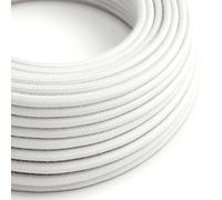 creative cables Fil Électrique Rond Gaine De Tissu De Couleur Coton Tissu Uni Blanc RC01-10 Mètres, 2x0.75