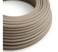 creative cables Fil Électrique Rond Gaine De Tissu De Couleur Coton Tissu Uni Tourterelle RC43-5 Mètres, 2x0.75