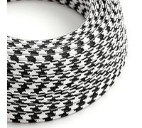 creative cables Fil Électrique Rond Gaine De Tissu De Couleur Effet Soie Bicolore Noir RP04-20 Mètres, 2x0.75