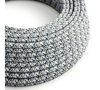 creative cables Fil Électrique Rond Gaine De Tissu De Couleur Effet Soie RX04 Pixel Glace - 1 Mètre, 2x0.75