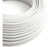 creative cables Fil Électrique Rond Gaine De Tissu De Couleur Effet Soie Tissu Uni Blanc RM01-50 Mètres, 2x0.75