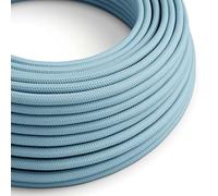 creative cables Fil Électrique Rond Gaine De Tissu De Couleur Effet Soie Tissu Uni Bleu Azur Baby RM17-5 Mètres, 2x0.75