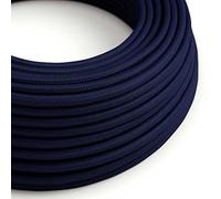 creative cables Fil Électrique Rond Gaine De Tissu De Couleur Effet Soie Tissu Uni Bleu Marine RM20-10 Mètres, 3x0.75