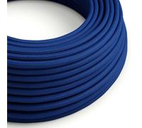 creative cables Fil Électrique Rond Gaine De Tissu De Couleur Effet Soie Tissu Uni Bleu RM12-5 Mètres, 2x0.75