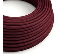 creative cables Fil Électrique Rond Gaine De Tissu De Couleur Effet Soie Tissu Uni Bordeaux RM19-5 Mètres, 2x0.75