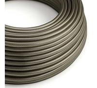 creative cables Fil Électrique Rond Gaine De Tissu De Couleur Effet Soie Tissu Uni Gris Foncé RM26-10 Mètres, 3x0.75